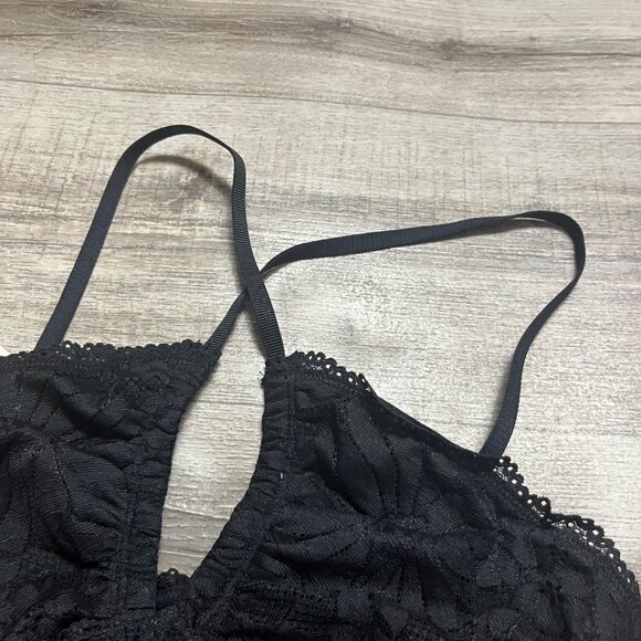 Aerie Racerback Strap Lace Knit Bralette Black NWT Women’s Size M - Picture 5 of 6